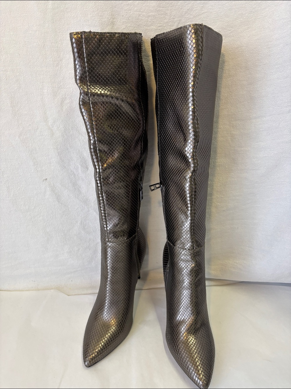 Carvela Gunmetal Carrie Snake Embossed Leather Boots